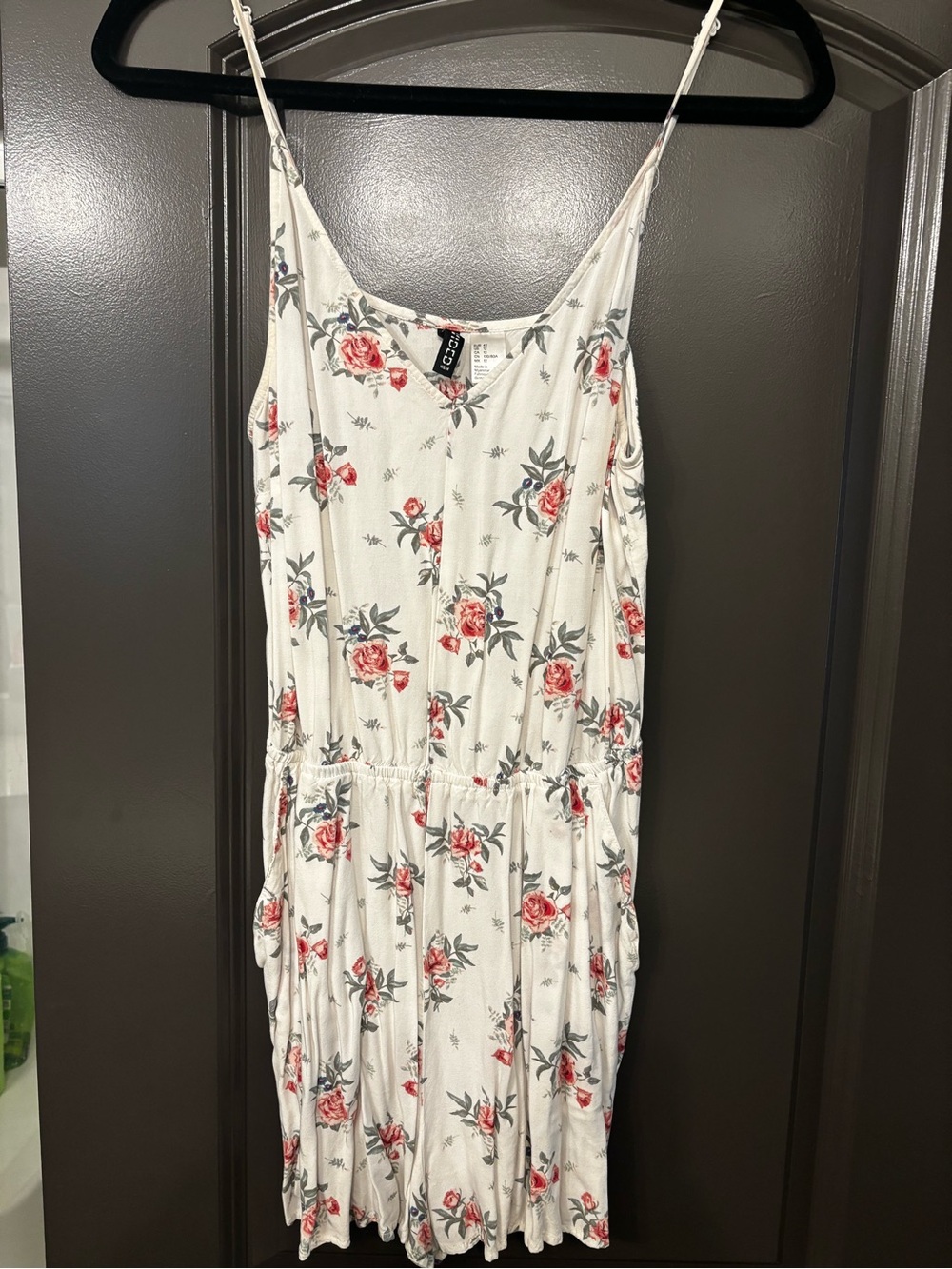 Rue21 White Romper with Red Rose Print